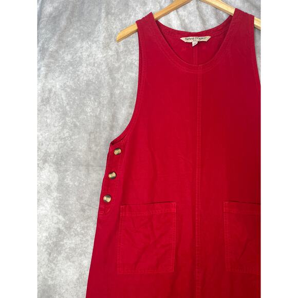 VTG Natural Origins USA Red Tencel Button Maxi Dress Earthy Bohemian sz M - Picture 5 of 8